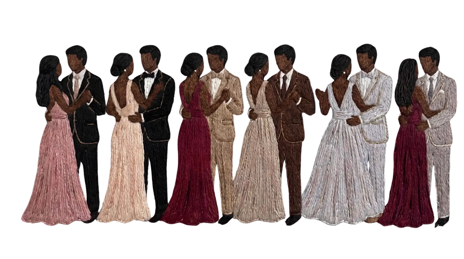 Wedding guests in colorful formal attire